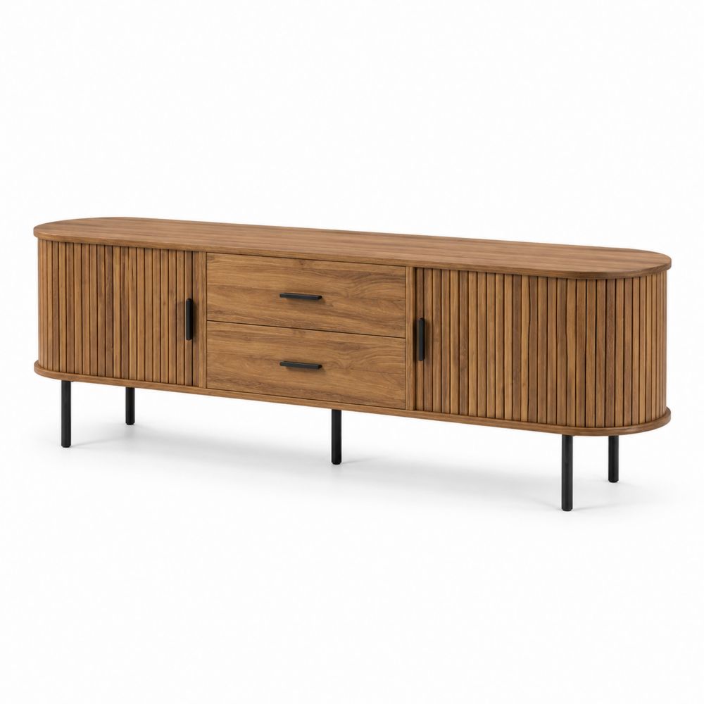 Meuble TV en bois de noyer avec tiroirs et portes 150x40x50 cm-Novpitor