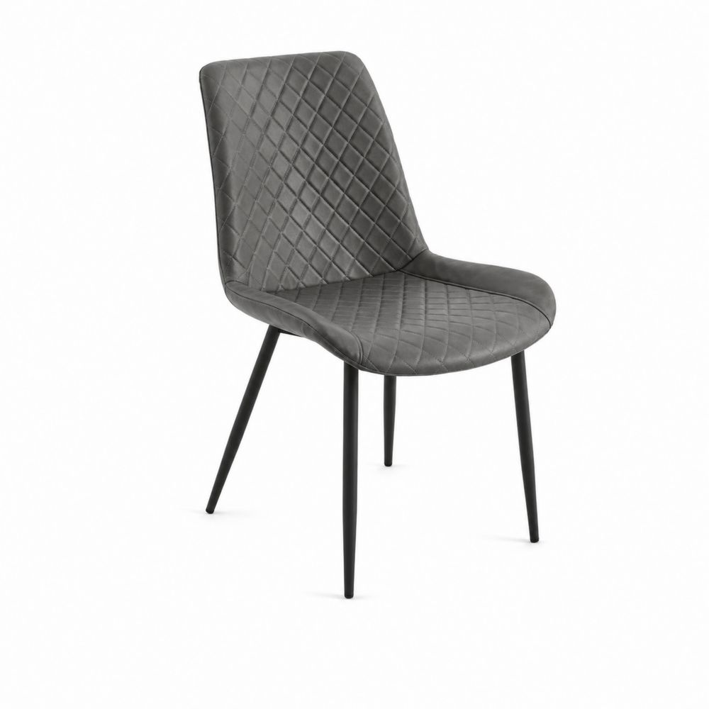 Chaise en tissu gris avec pieds en métal noir, hauteur 85 cm-Novpitor