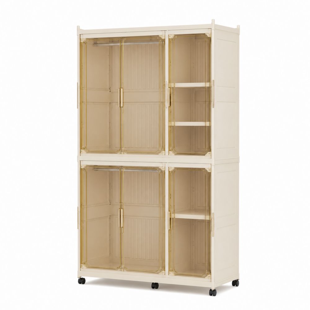 Armoire en plastique avec portes en polycarbonate et roulettes-Novpitor