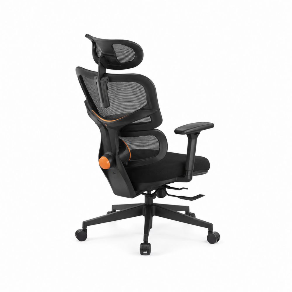 Chaise de bureau ergonomique en métal et maille Noir et Orange-Novpitor