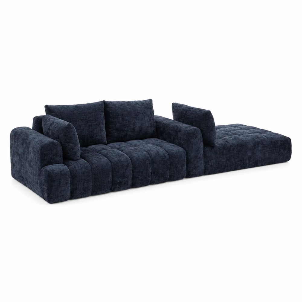 Canapé d'angle modulaire en tissu bleu-Novpitor
