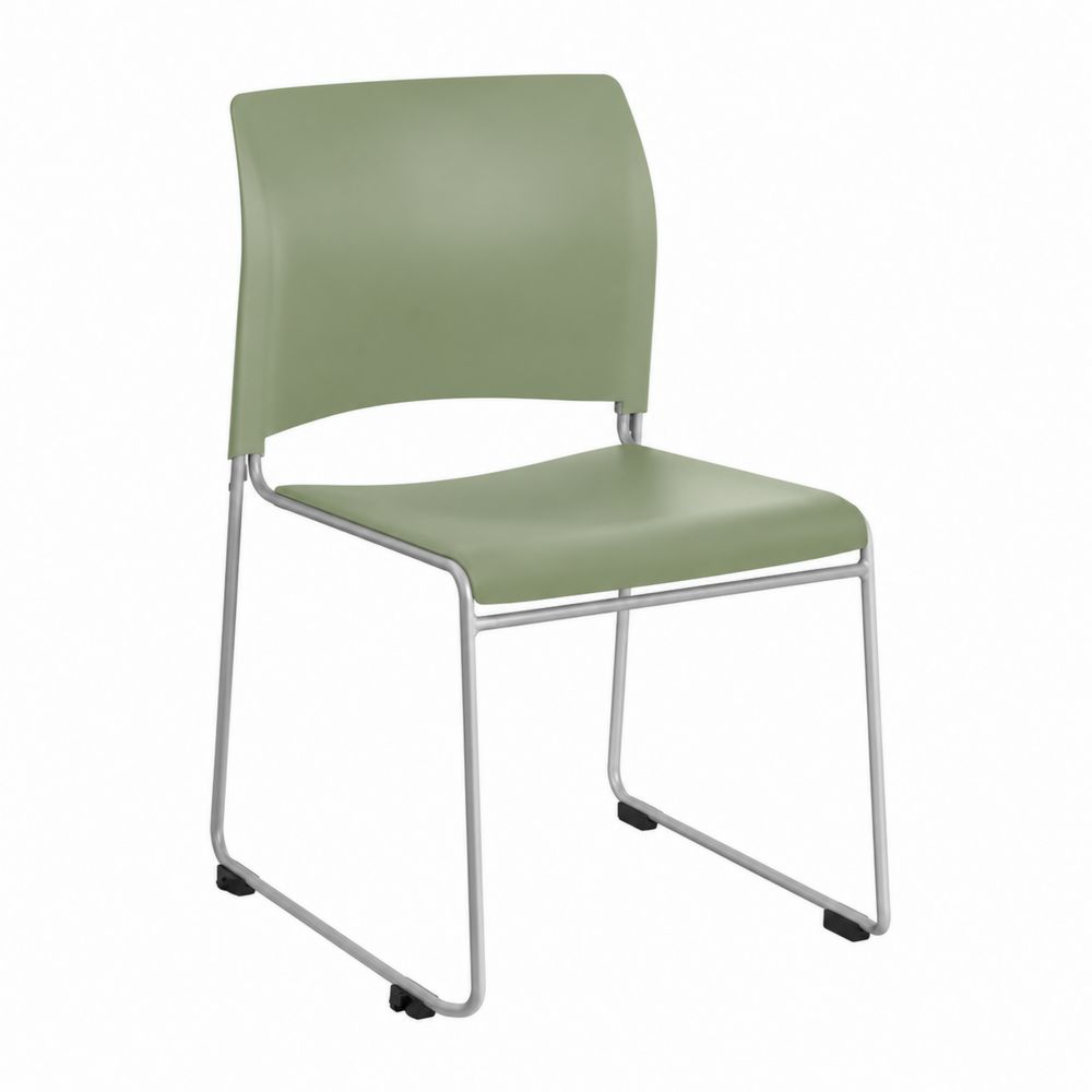 Chaise en plastique vert avec cadre en métal-Novpitor