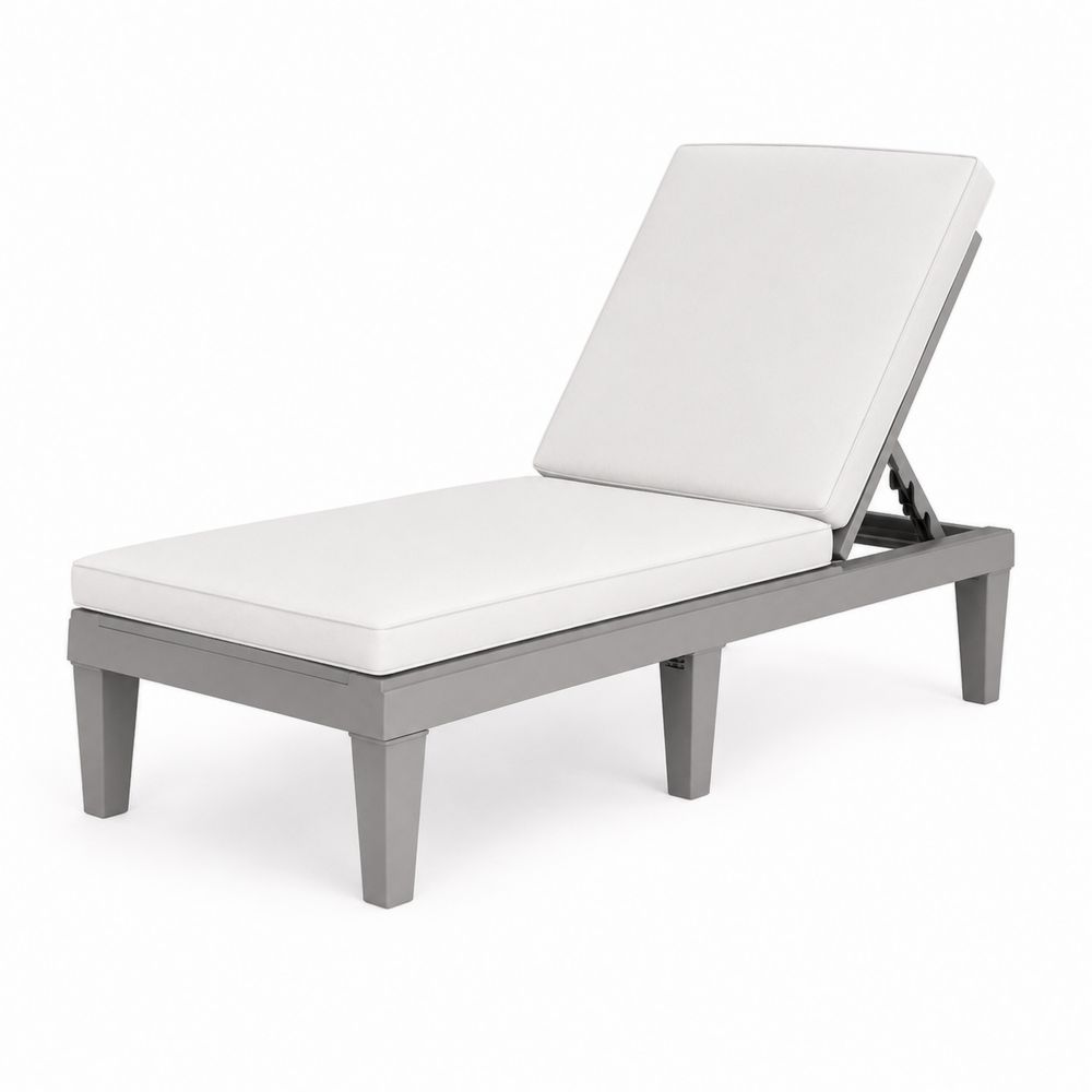 Chaise Longue Métal Réglable Gris et Blanc-Novpitor