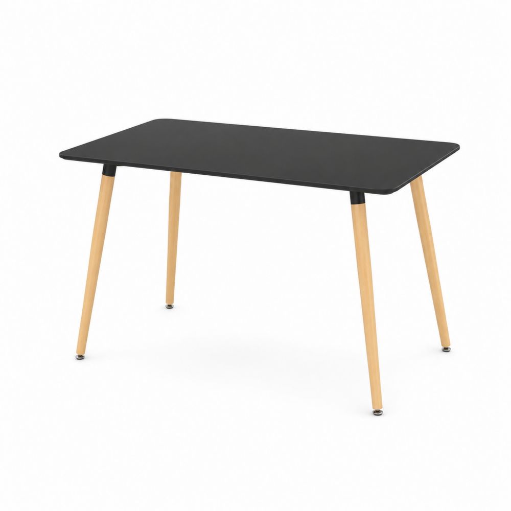 Table à manger rectangulaire Noir Piètement en Bois 120x80 cm-Novpitor