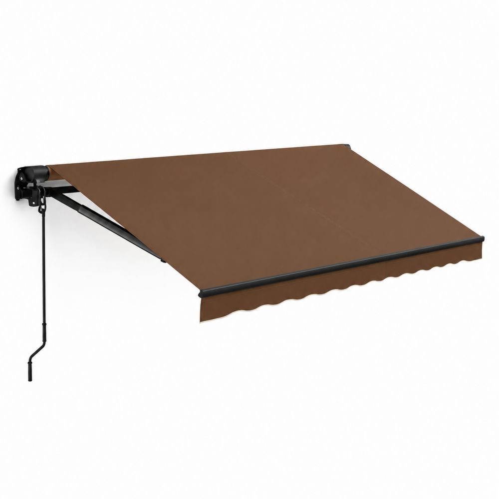 Store banne manuel en aluminium et polyester marron 4m x 3m-Novpitor