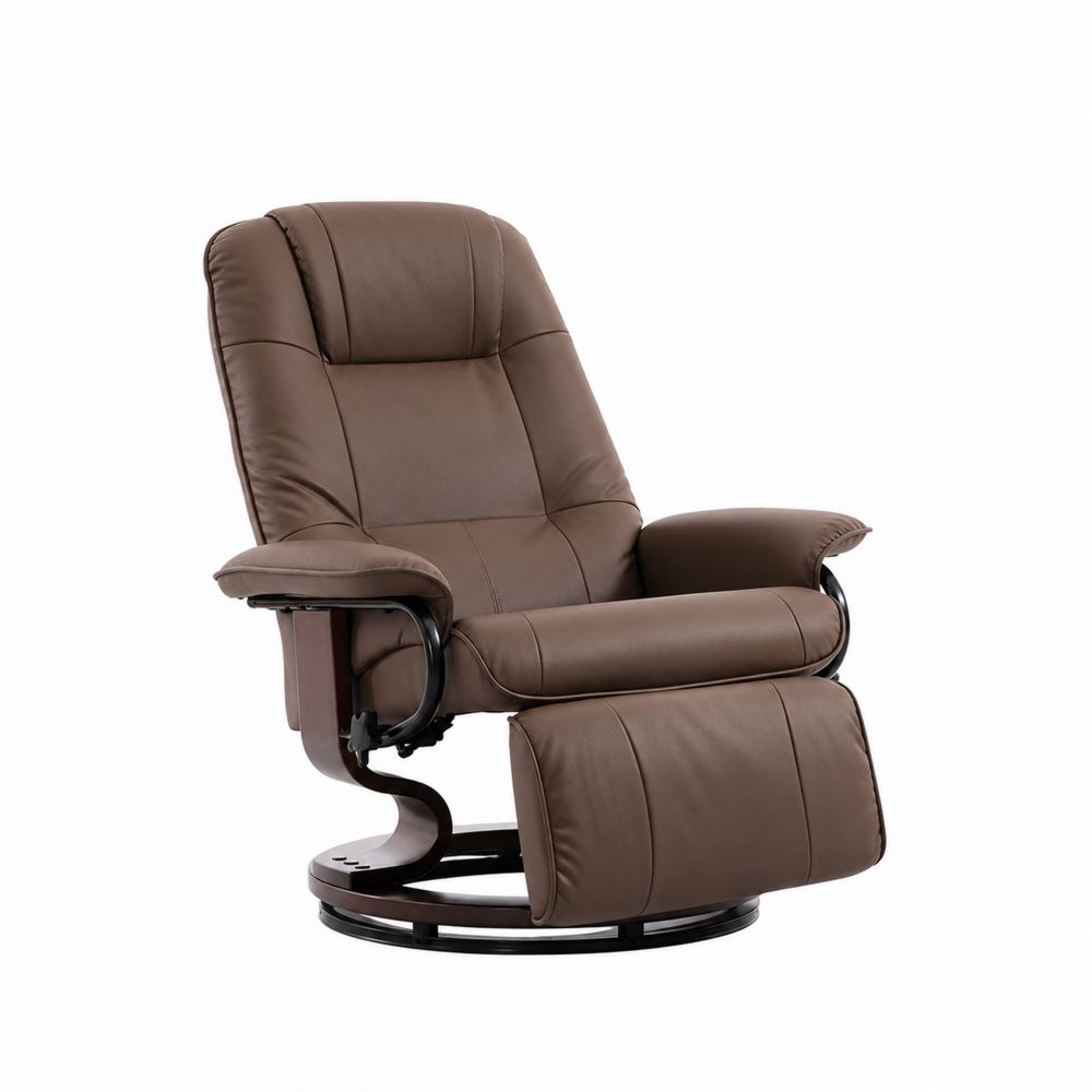 Fauteuil inclinable en cuir synthétique marron avec structure en acier-Novpitor