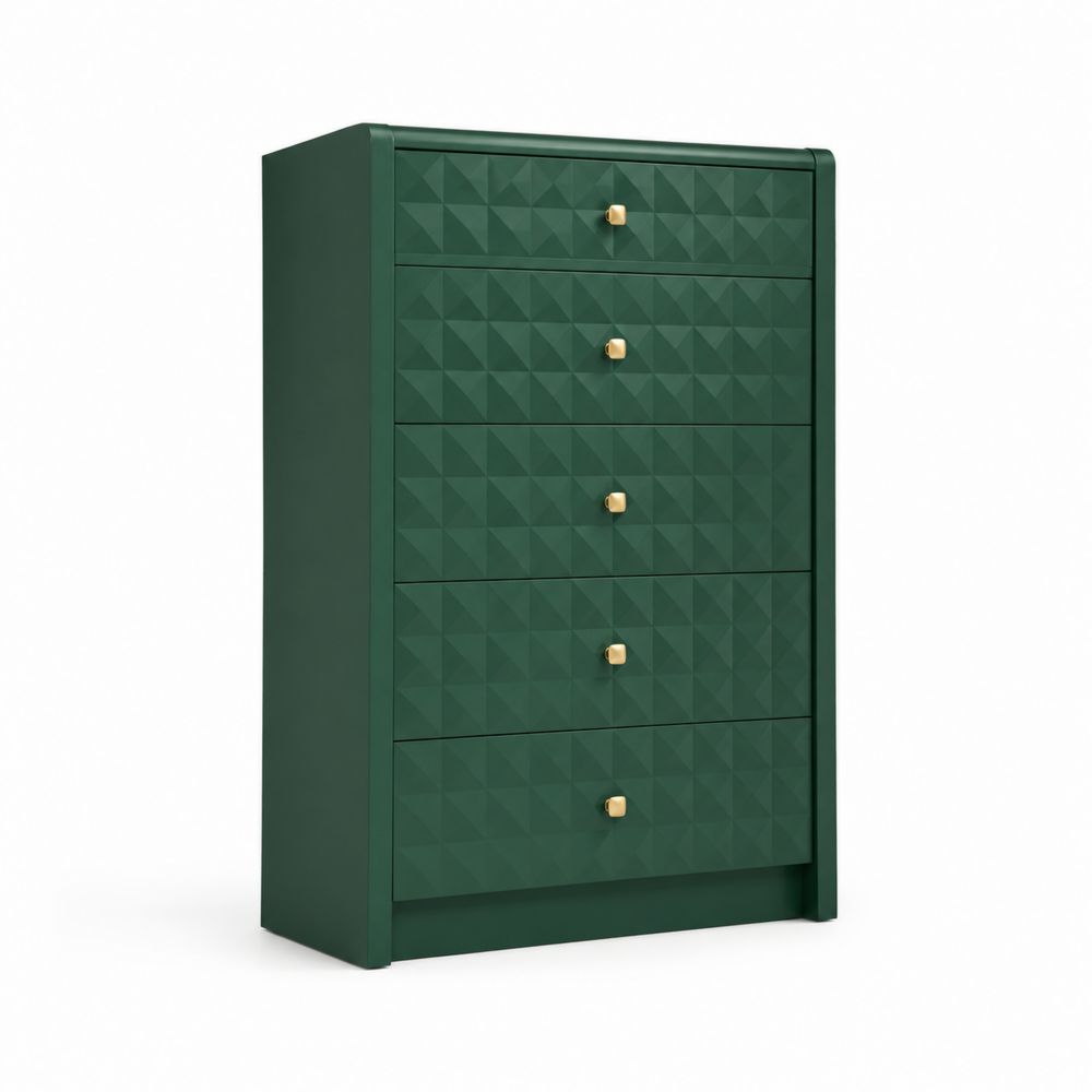 Commode 5 tiroirs en bois MDF avec poignées en métal-Novpitor