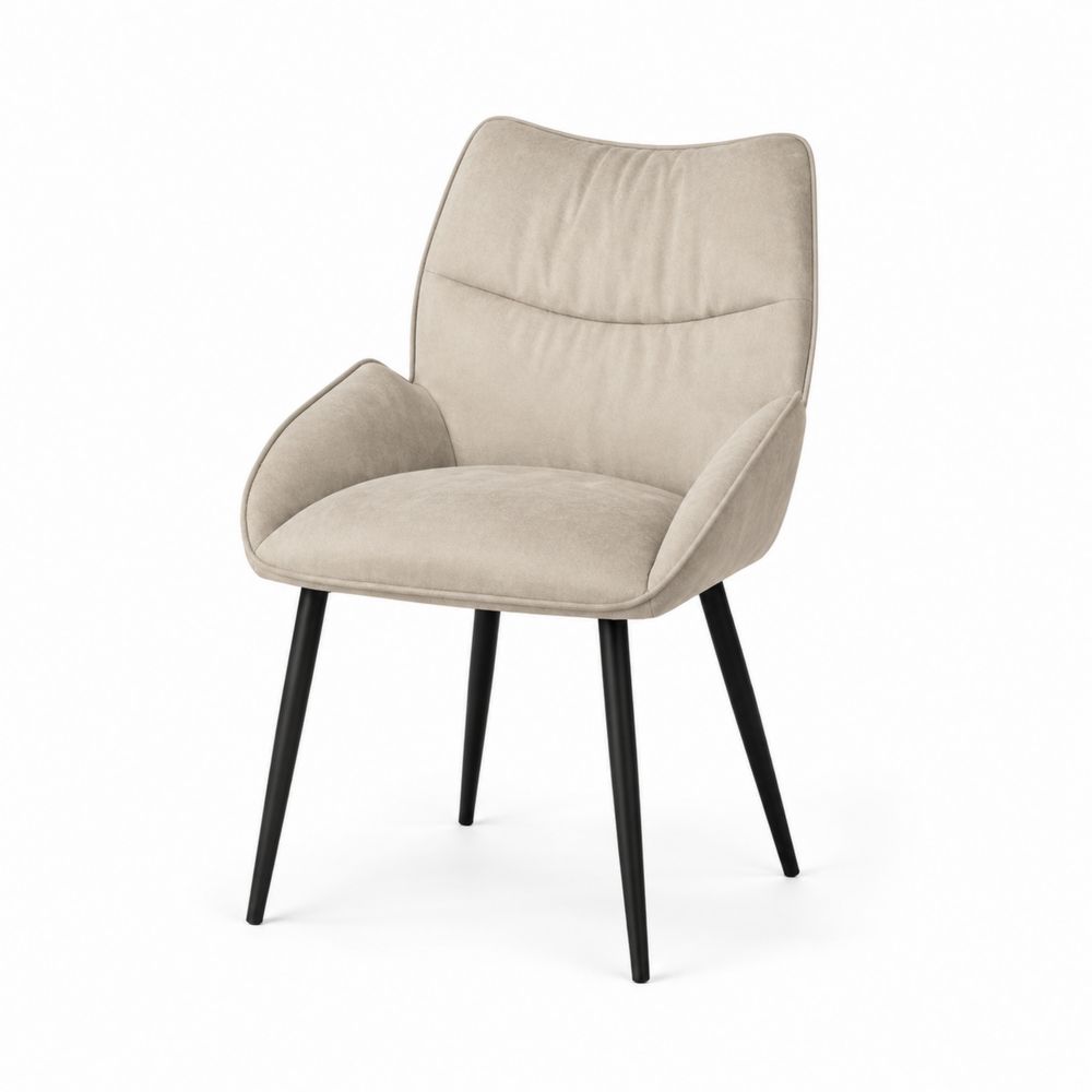 Chaise Velours Beige avec Pieds en Métal-Novpitor