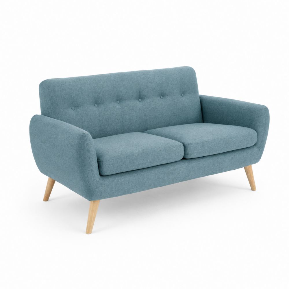 Canapé 2 places en tissu polyester bleu-Novpitor