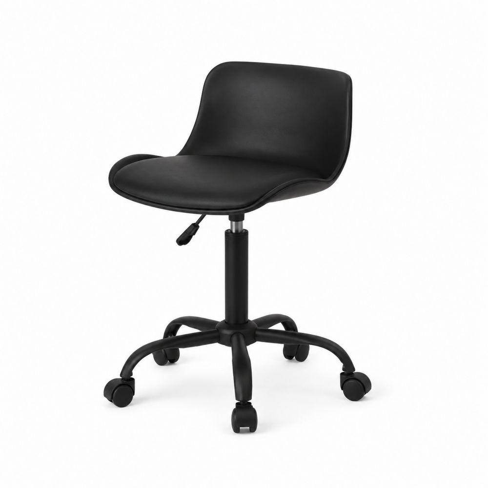 Chaise de bureau en cuir synthétique noir réglable avec roulettes-Novpitor