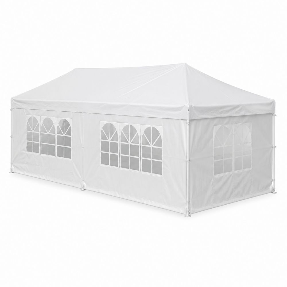 Tente de réception extérieure en Acier et PVC Blanc 6x3m-Novpitor