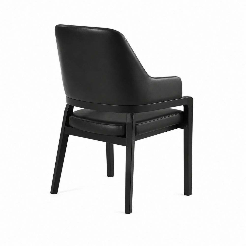 Chaise en similicuir noir avec structure en bois-Novpitor