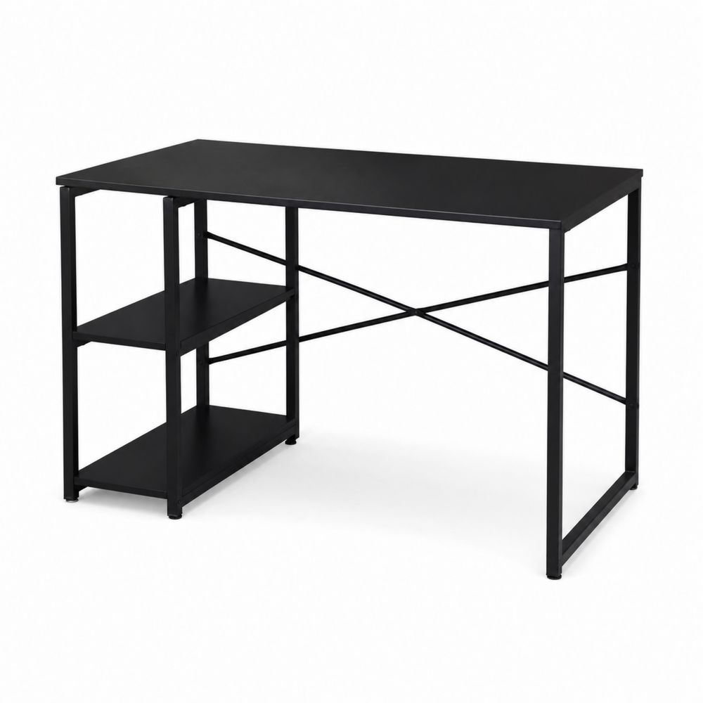 Bureau en Métal Noir avec Étagères 120x60x75 cm-Novpitor