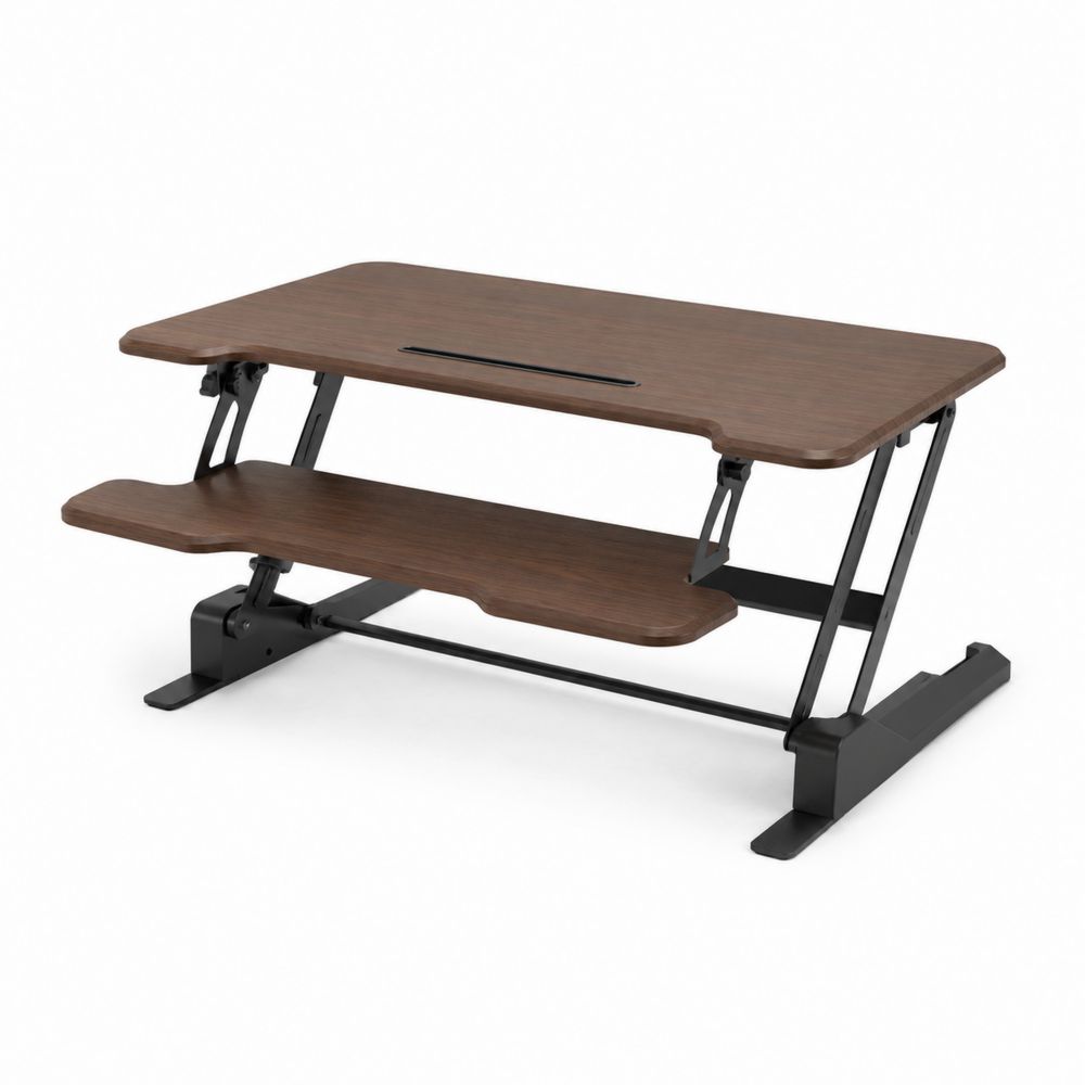 Bureau réglable en bois et métal, 80 cm x 40 cm, Marron-Novpitor