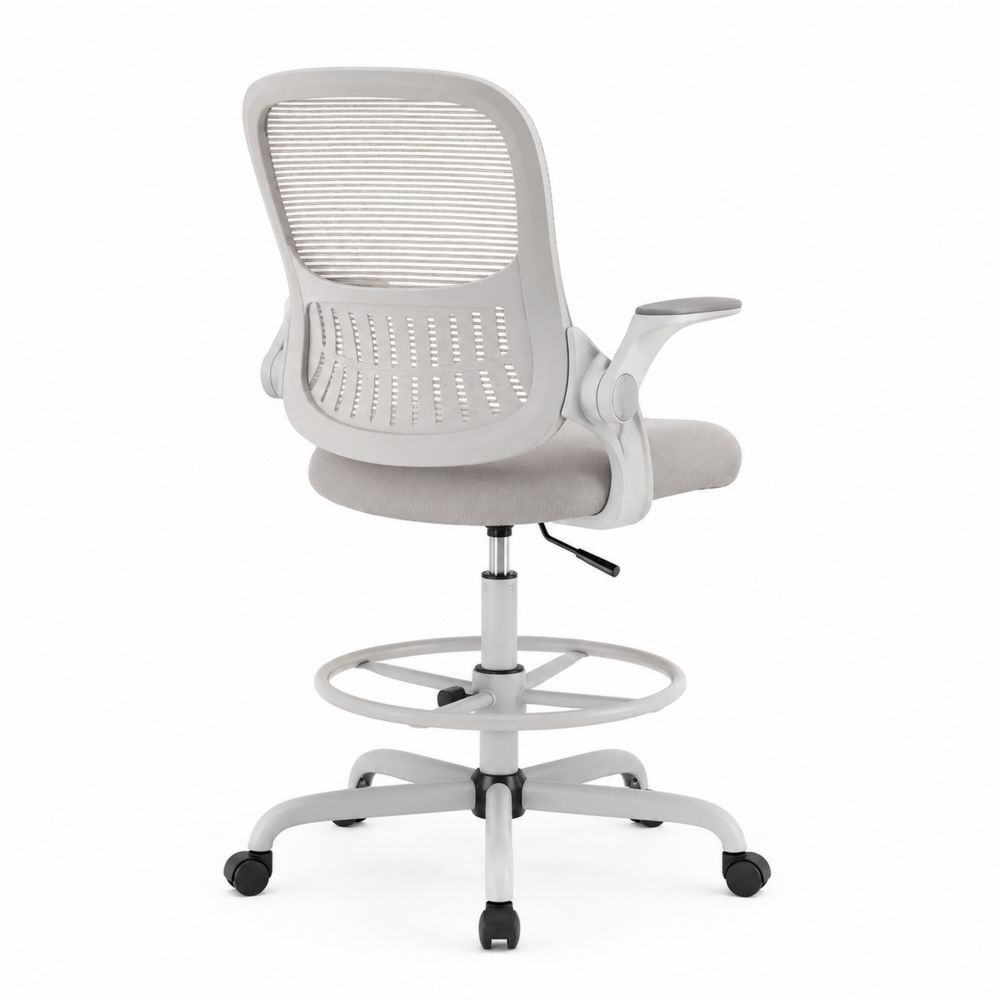 Chaise de bureau en maille avec accoudoirs réglables et repose-pieds-Novpitor