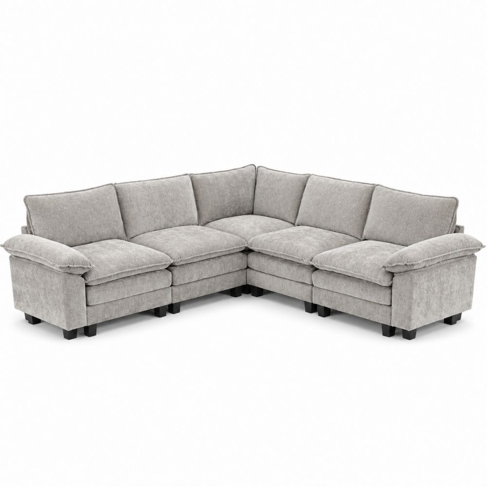 Canapé d'angle modulaire en tissu gris-Novpitor