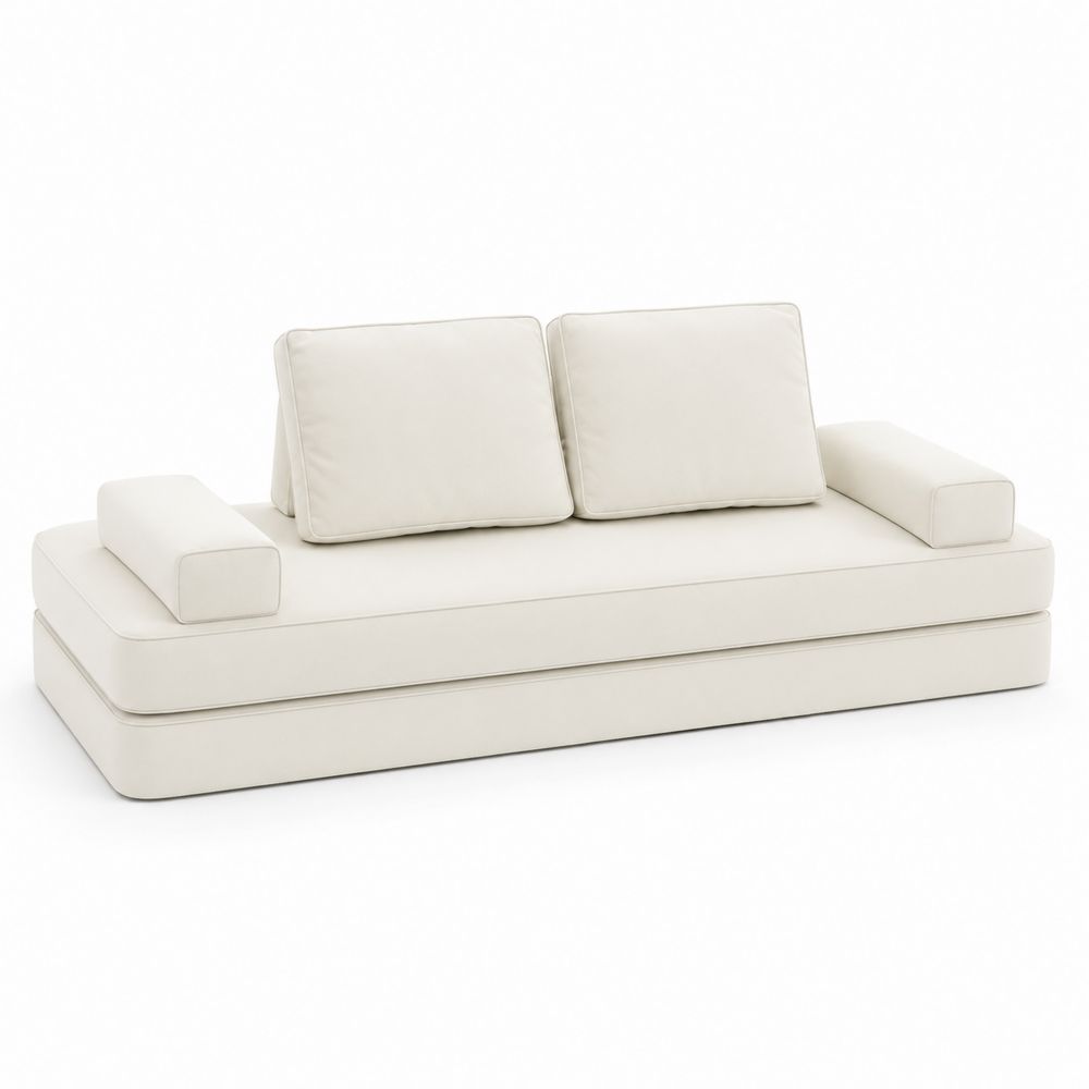 Canapé en tissu trois places Beige-Novpitor