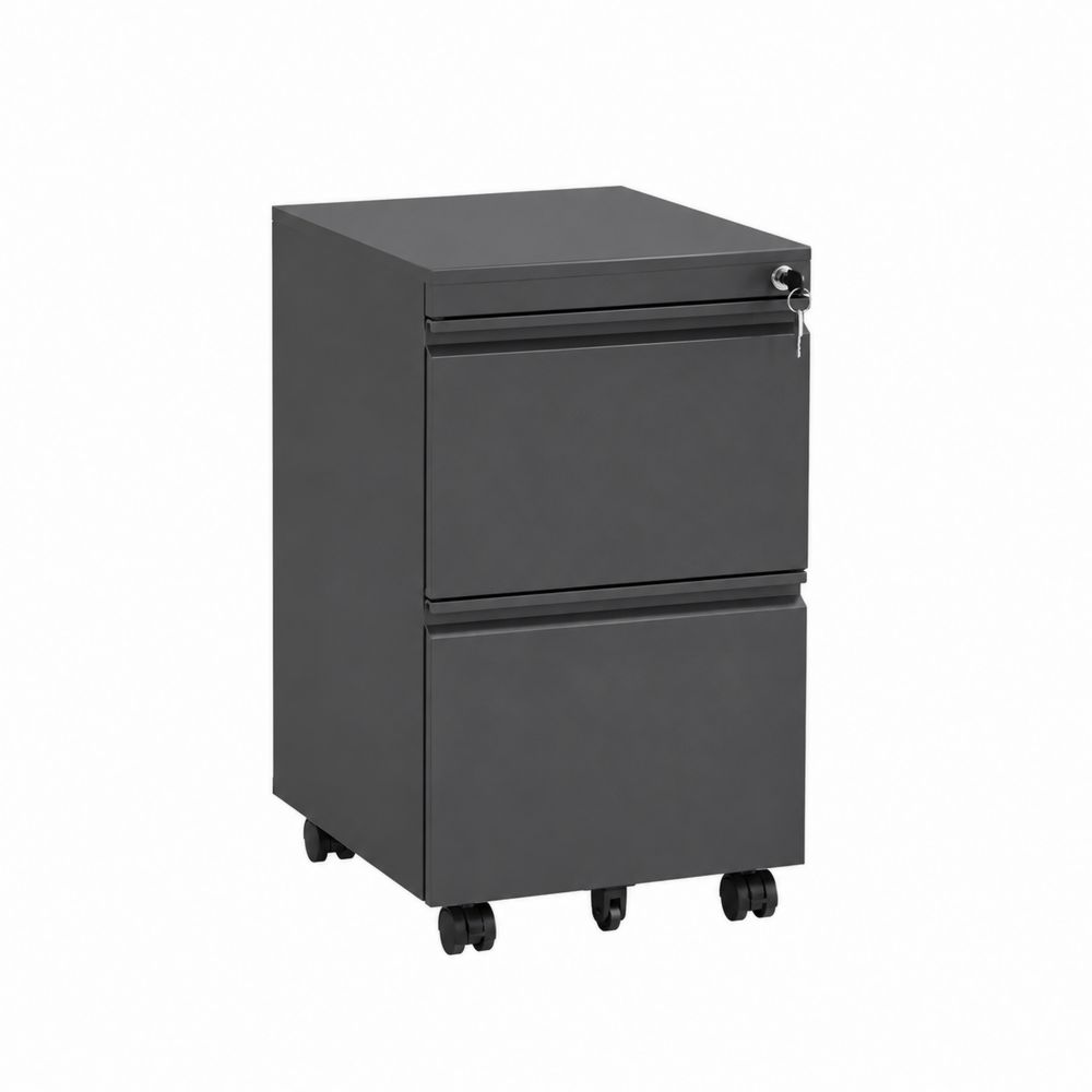 Caisson de bureau en acier à roulettes avec serrure, Gris