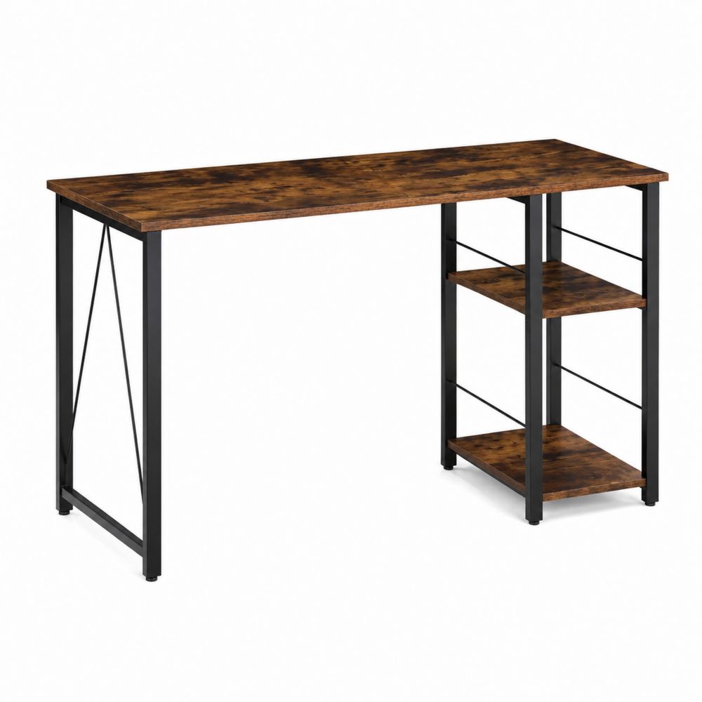 Bureau en bois et métal avec étagères
