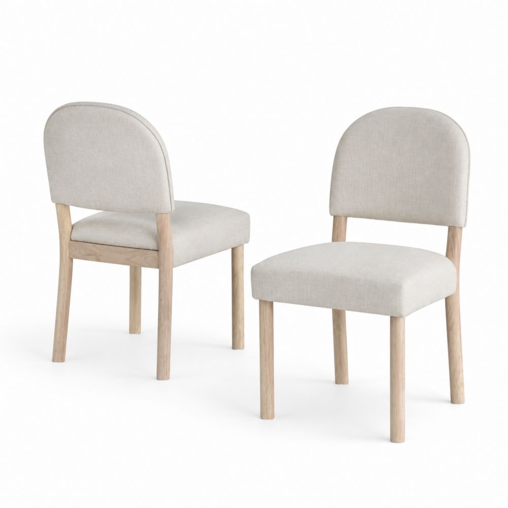 Chaises de salle à manger en bois et tissu polyester beige