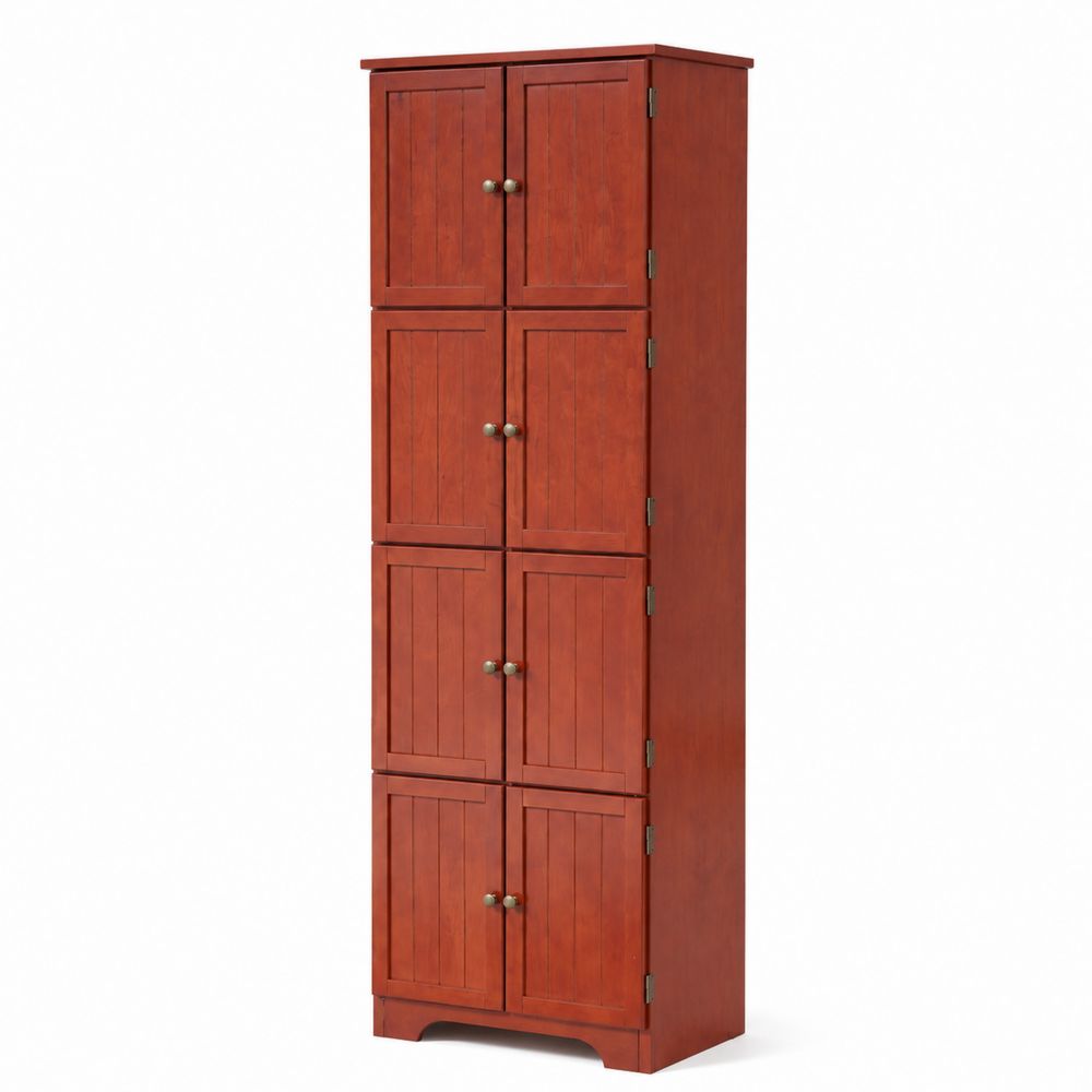 Armoire haute en bois avec portes couleur Acajou
