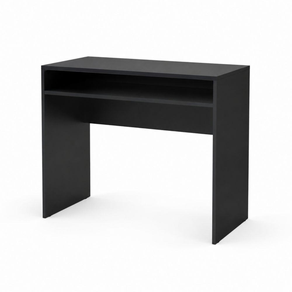 Bureau en Bois Noir avec Étagère 100x50x75 cm