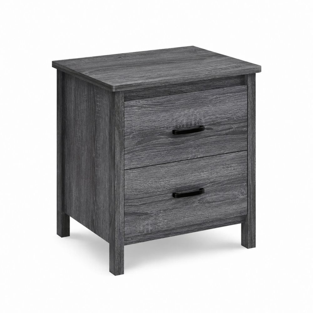 Table de chevet en bois à 2 tiroirs Gris