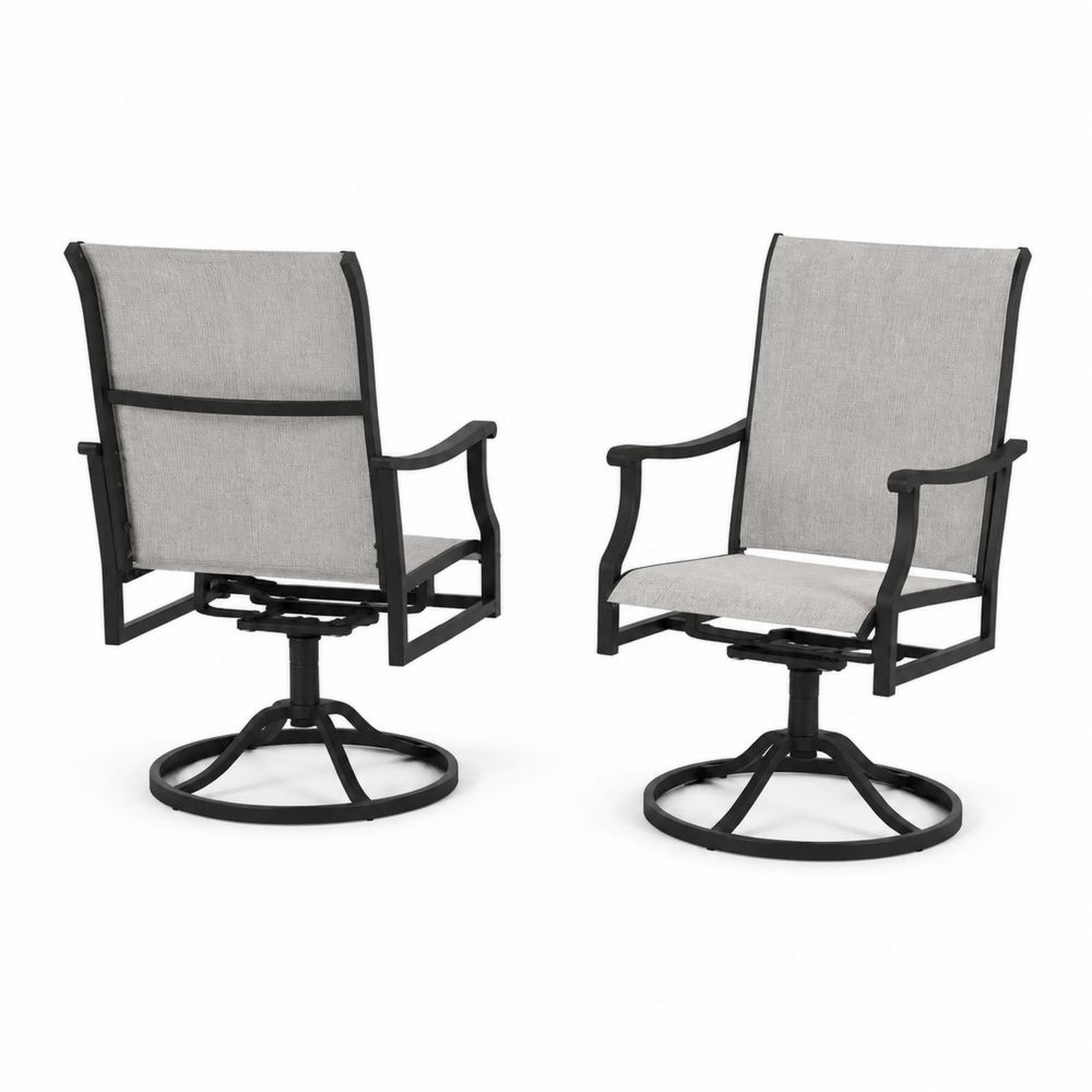 Lot de 2 chaises pivotantes en aluminium et textilène