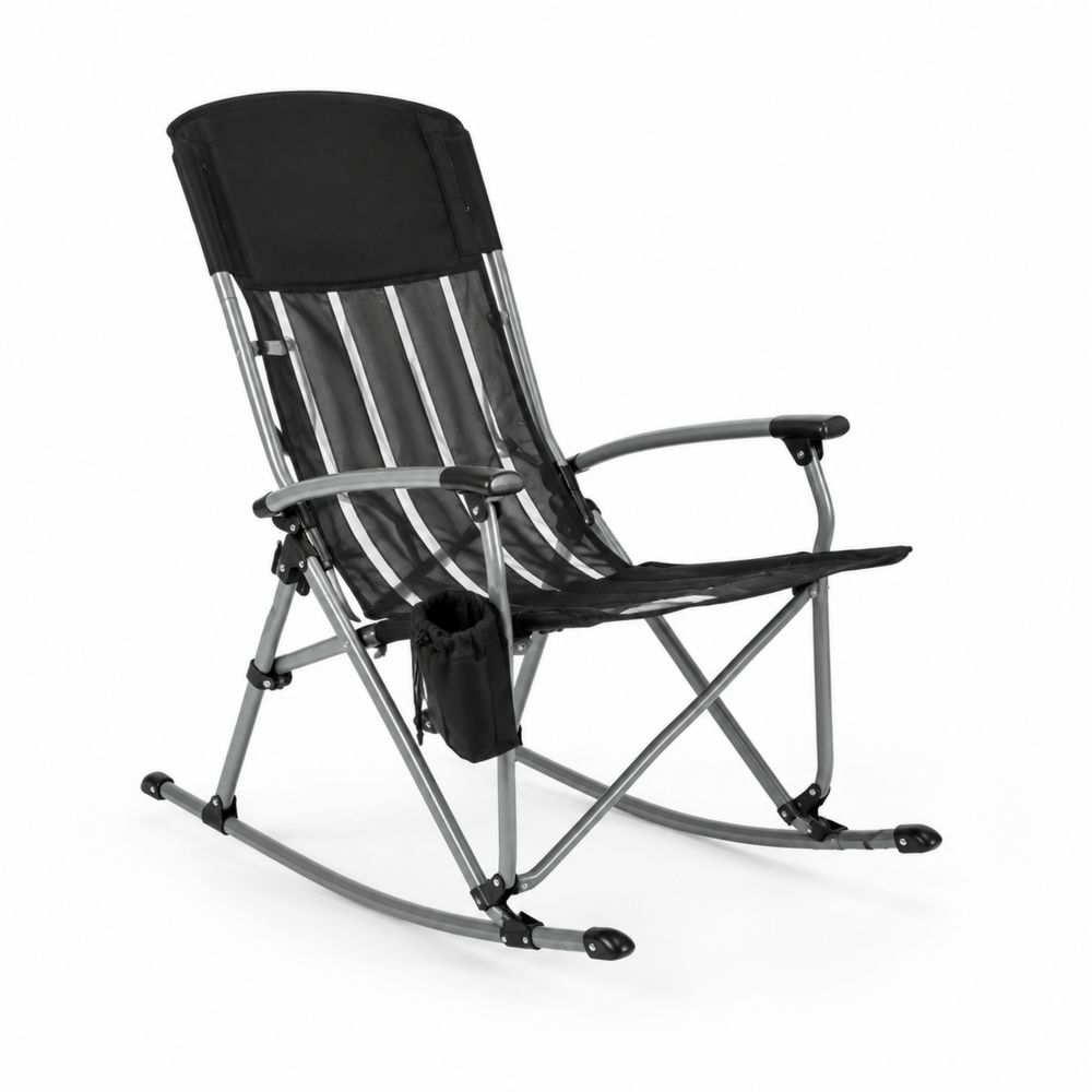 Chaise à bascule pliante en aluminium et tissu noir