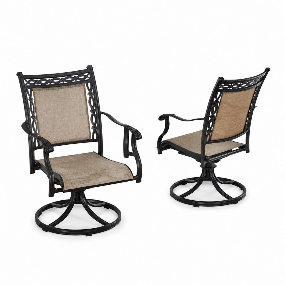 Chaises de jardin en aluminium et textilène pivotantes, lot de 2