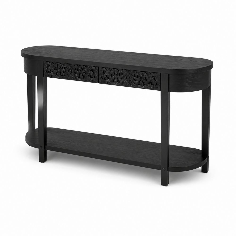 Console en bois noir sculpté 120x35x80 cm