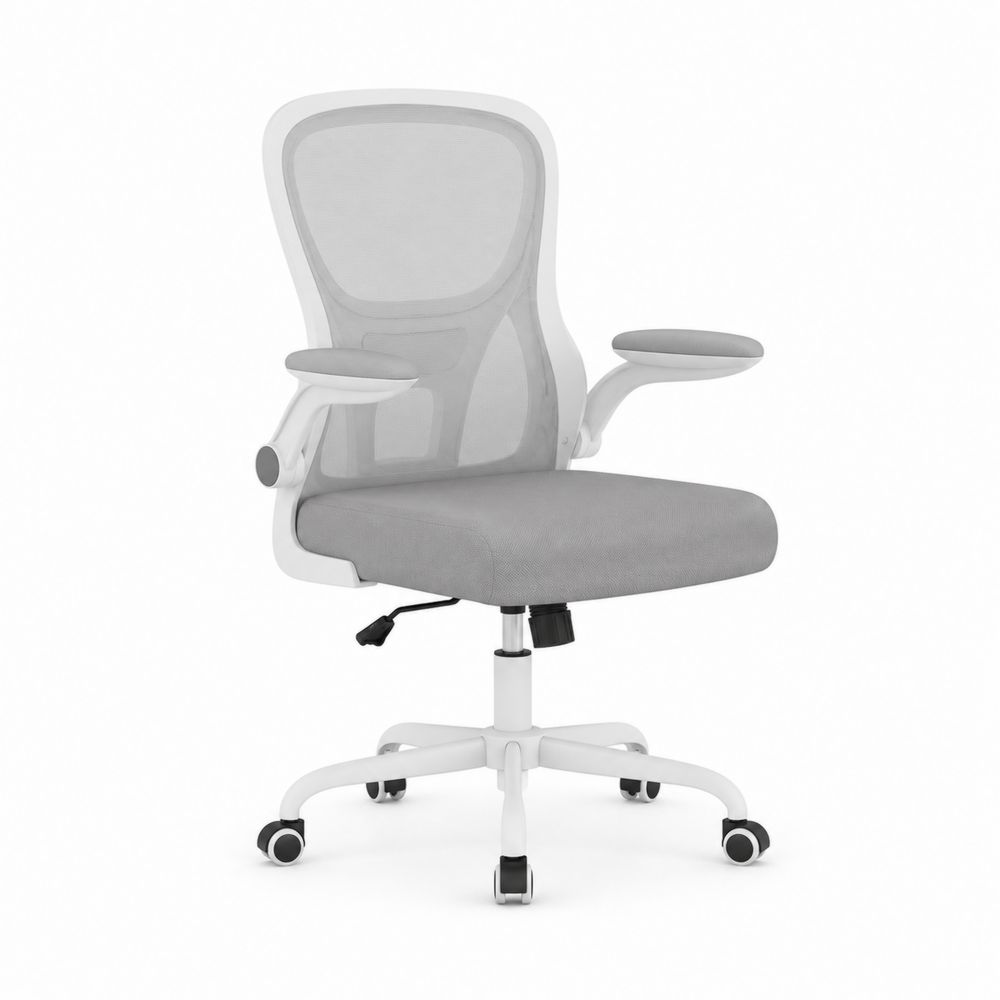 Chaise de bureau ergonomique en tissu et maille Gris/Blanc