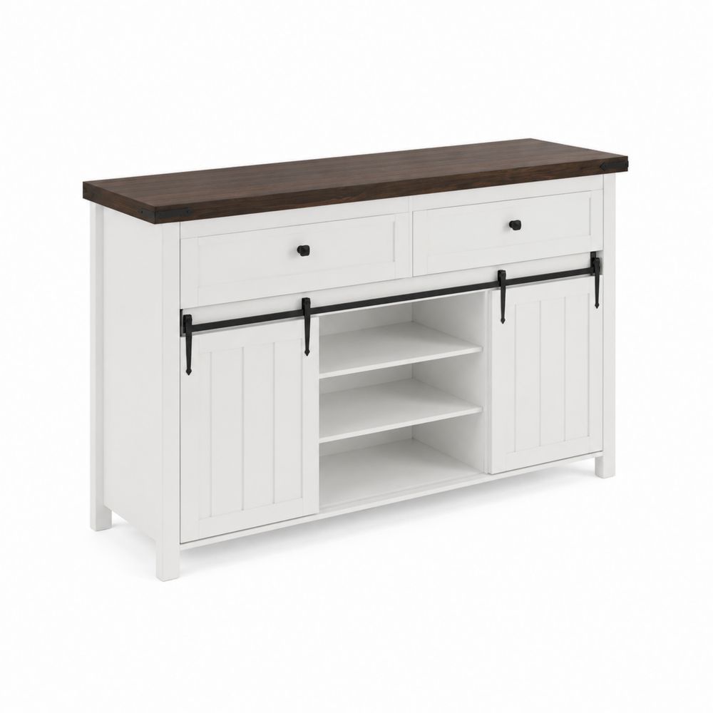 Buffet en bois avec portes coulissantes et étagères 150x40x85 cm