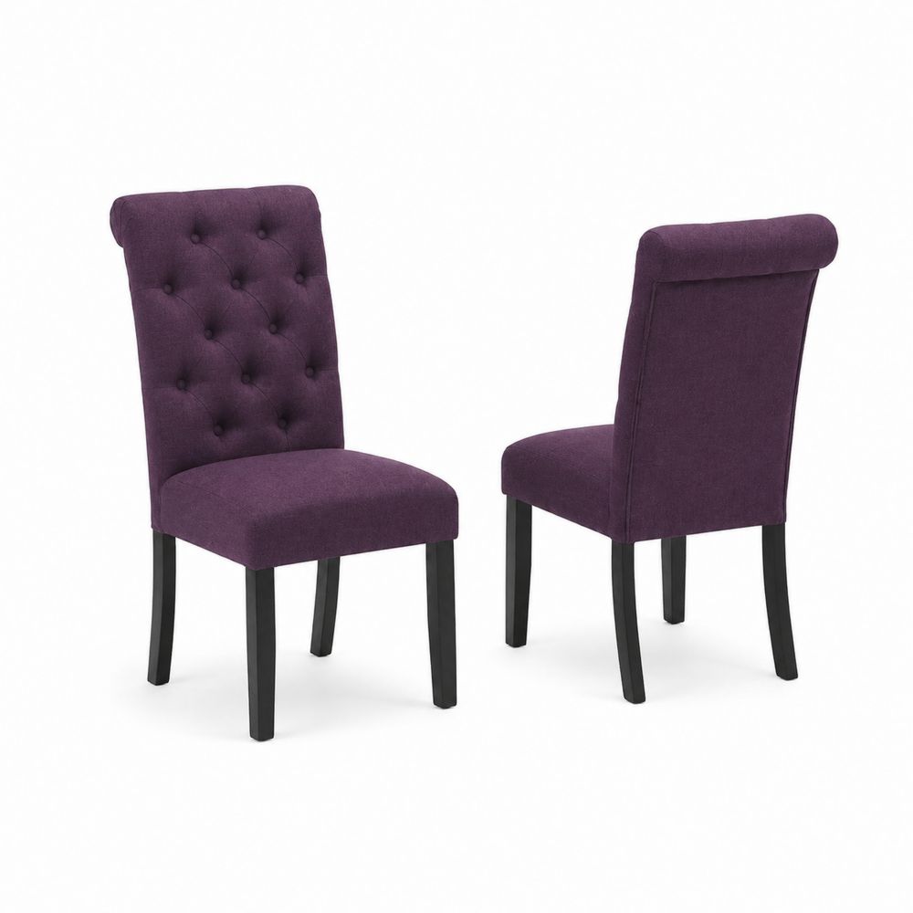 Lot de 2 chaises de salle à manger en bois et tissu violet