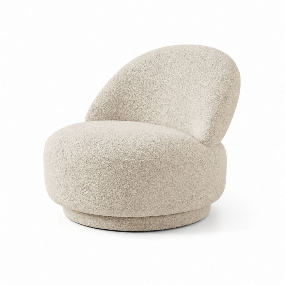 Chaise de salon en bouclé beige