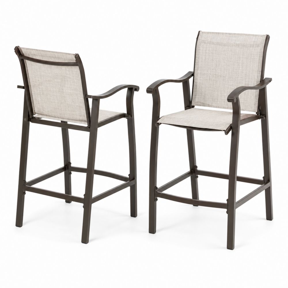 Ensemble de 2 chaises de bar en métal et tissu Beige