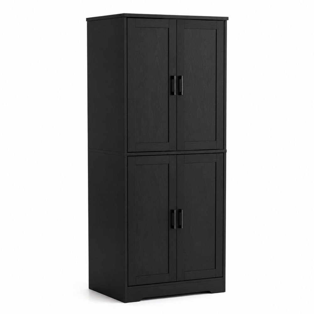Armoire de Cuisine en Bois Noir à 4 Portes