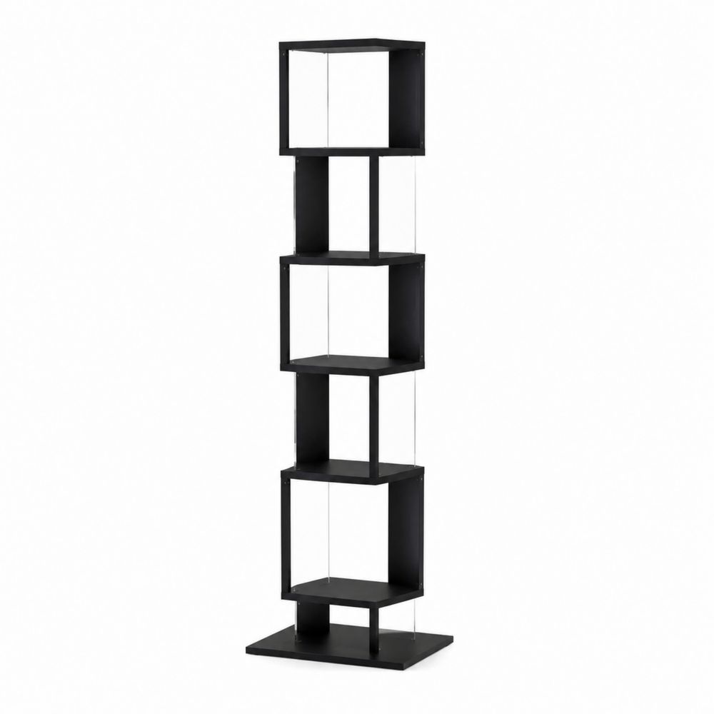Étagère colonne cube en bois MDF et verre acrylique Noir