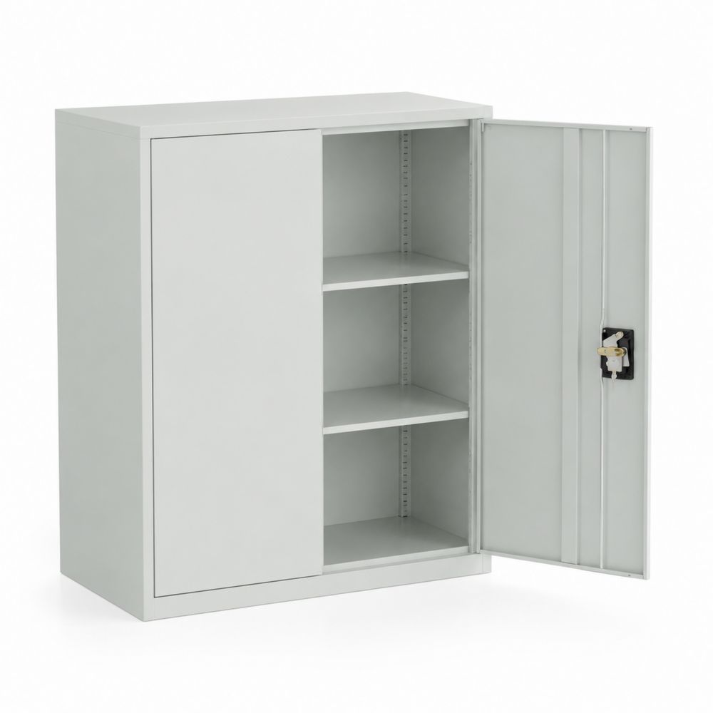 Armoire de rangement en métal avec portes battantes, 90x40x100 cm, Gris
