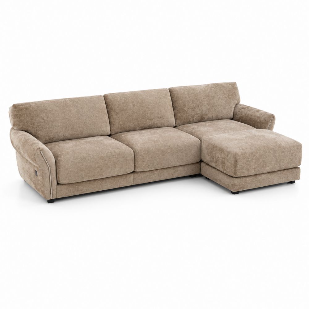 Canapé d'angle 3 places en tissu polyester Beige