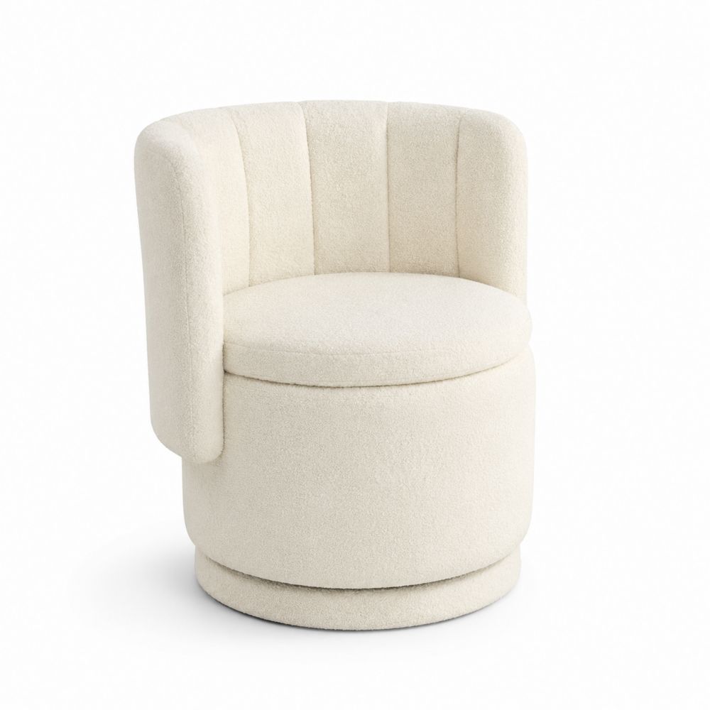 Chaise pivotante en tissu Bouclé Écru