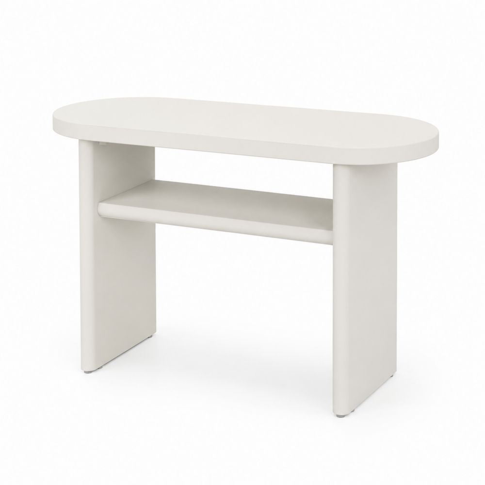 Table console ovale 100x40cm en bois blanc