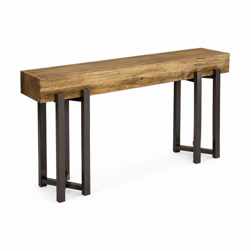 Console en bois chêne et métal noir