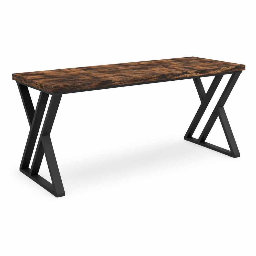 Bureau rectangulaire en bois et acier 140x60x75 cm