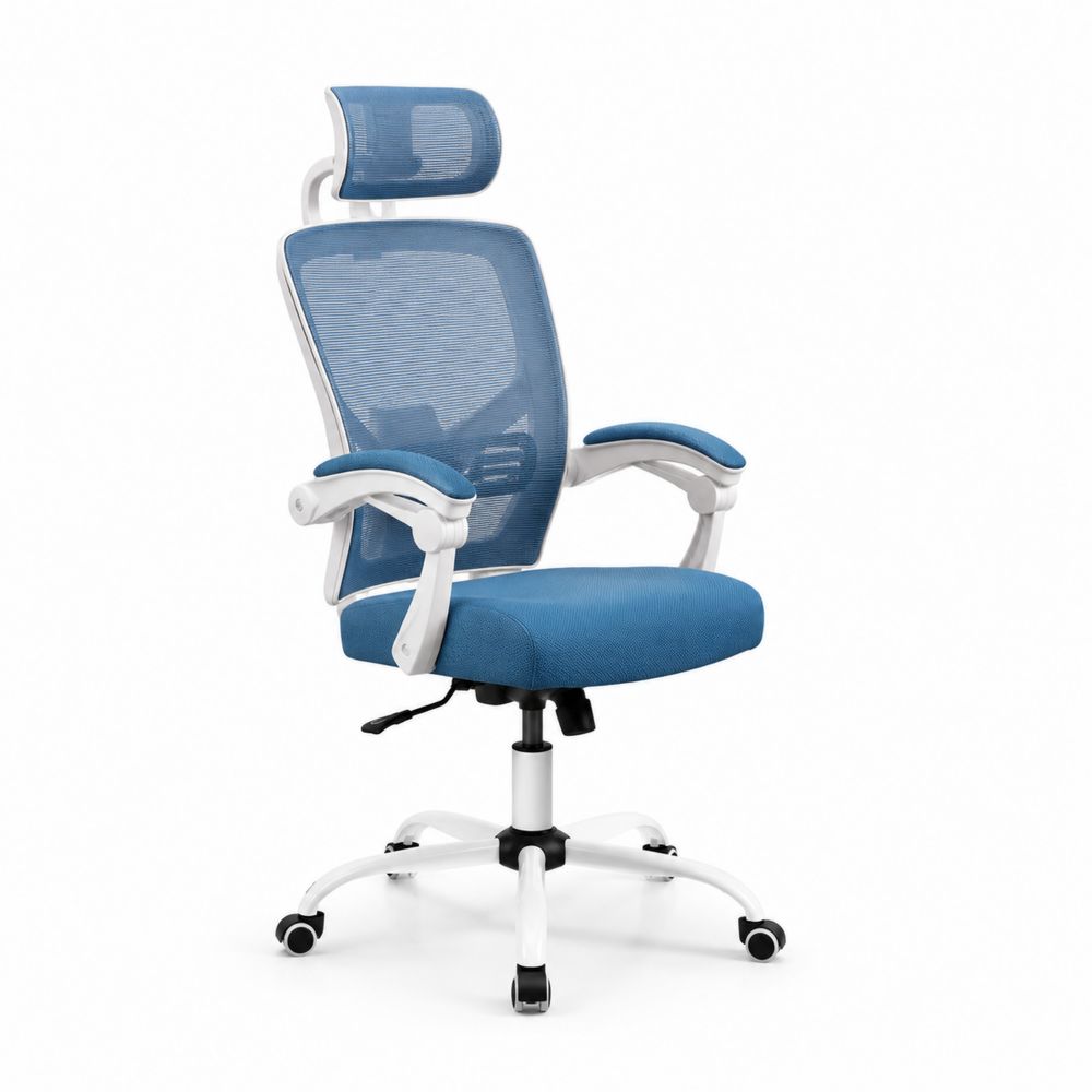 Chaise de bureau avec accoudoirs et appui-tête ajustables en maille