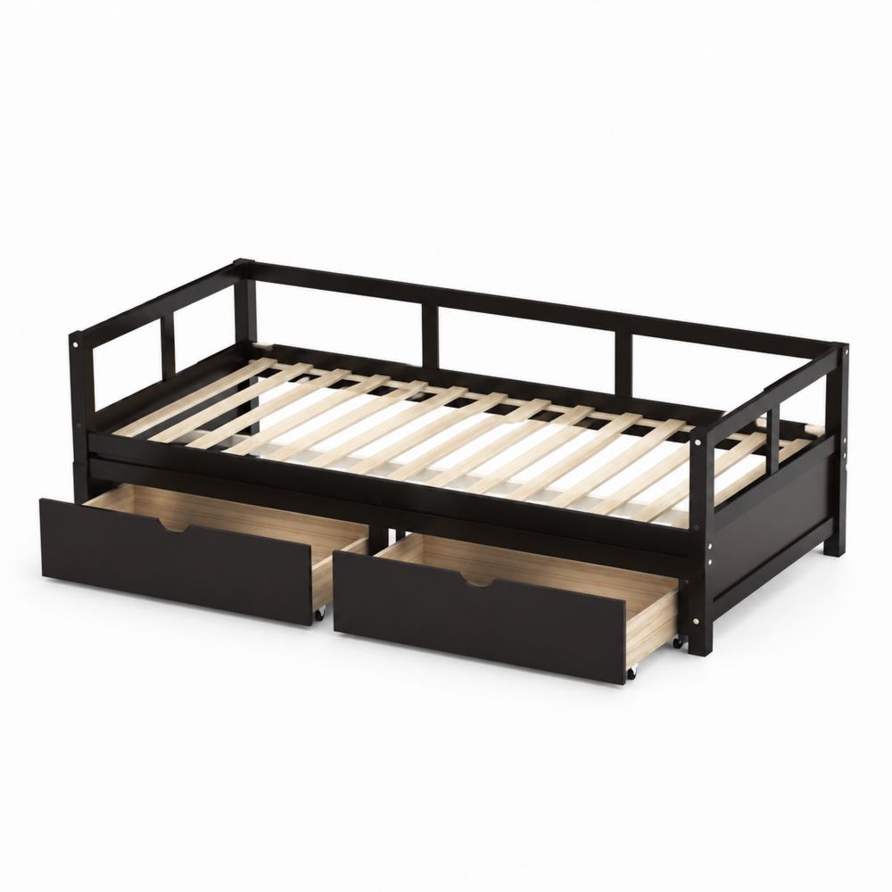 Lit gigogne en bois avec tiroirs de rangement 200x90 cm
