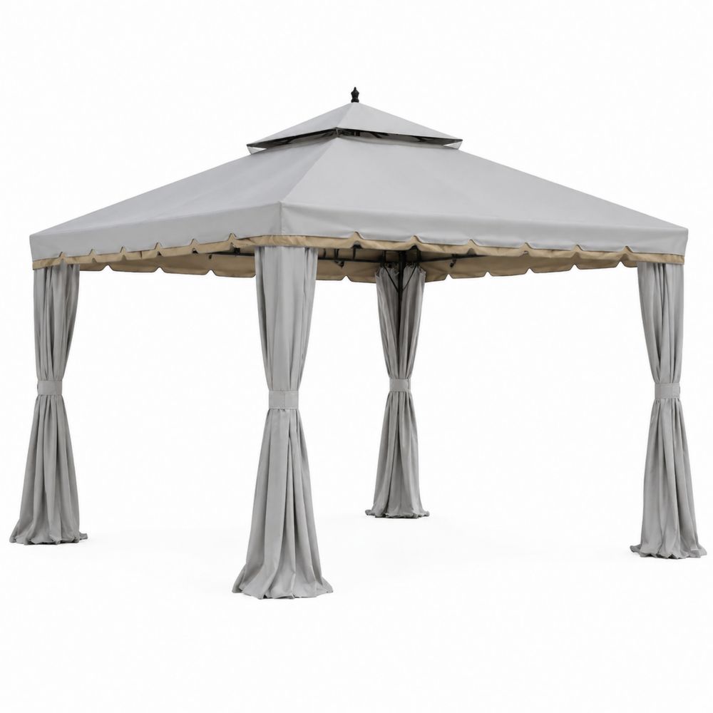 Tonnelle de jardin en métal et toile polyester gris 3x3m