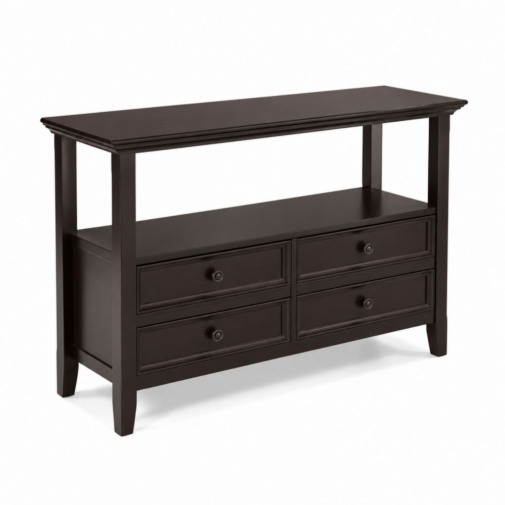 Console en bois sombre avec 4 tiroirs