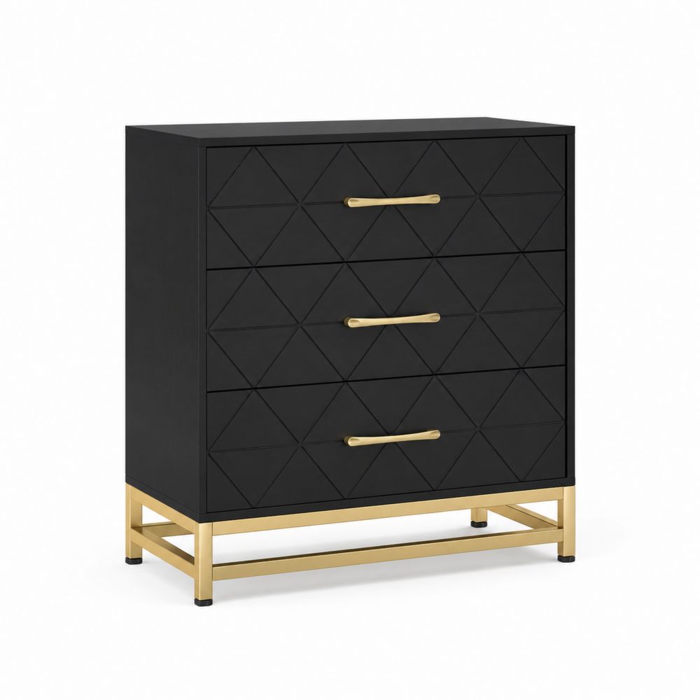 Commode en bois noir avec pieds en métal doré 90x40x85 cm