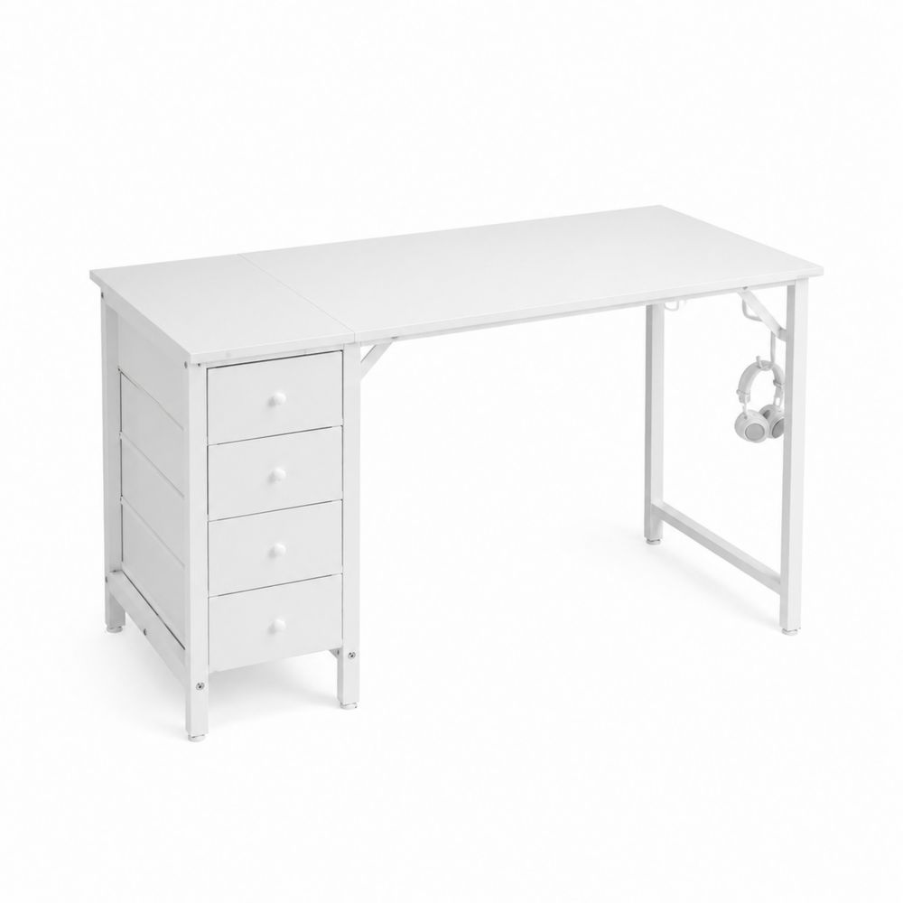 Bureau en bois MDF blanc avec 4 tiroirs